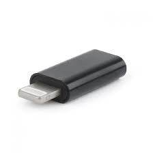 Adaptor USB-C Mama la Lightning Tata, Convertor Date si Incarcare pentru iPhone, Carcasa Metalica cu Agatatoare Breloc, Negru
