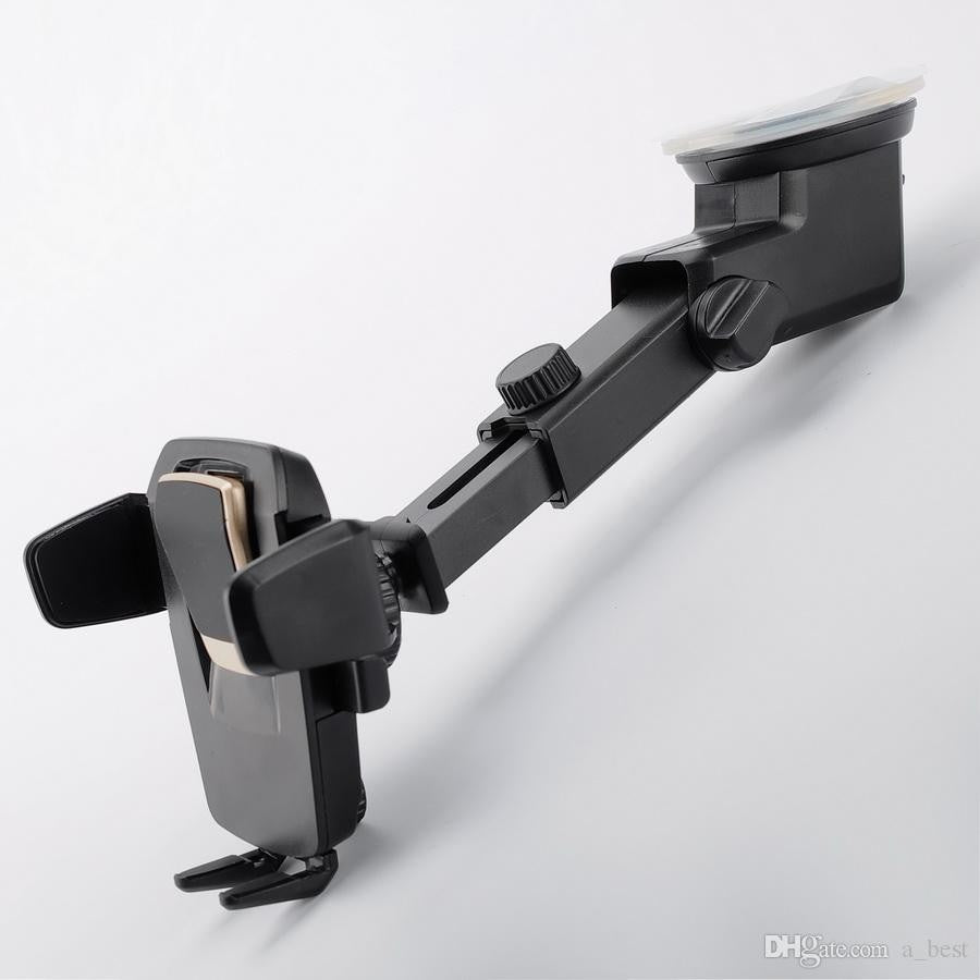 Suport Auto Universal Pentru Telefon 2nd A1, Brat Telescopic Reglabil, Fixare Cu Ventuza Pe Bord Sau Parbriz, Rotatie 360 Grade, ABS Si Silicon, Latime 5.5-8.5 cm, Negru