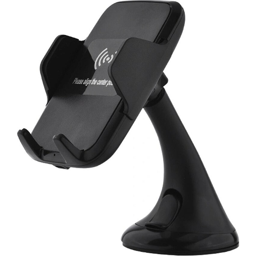 Suport Auto Cu Incarcare Wireless Qi, Tehnologie Inductie 10W, Prindere Automata, Montare Grila Ventilatie, Model W001, Culoare Negru