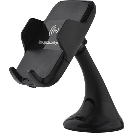 Suport Auto Cu Incarcare Wireless Qi, Tehnologie Inductie 10W, Prindere Automata, Montare Grila Ventilatie, Model W001, Culoare Negru