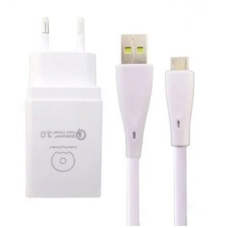 WUW T27 Incarcator Retea Fast Charge, Quick Charge 3.0, Adaptor Priza USB cu Cablu USB Type-C Inclus, Protectie Supratensiune, Ambalaj Blister, Alb