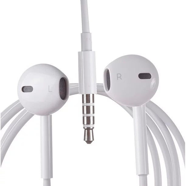 WUW Casti Audio In-Ear cu Microfon, Conector Jack 3.5 mm, Telecomanda pentru Apeluri si Volum, Lungime Cablu 1m, Alb, R31