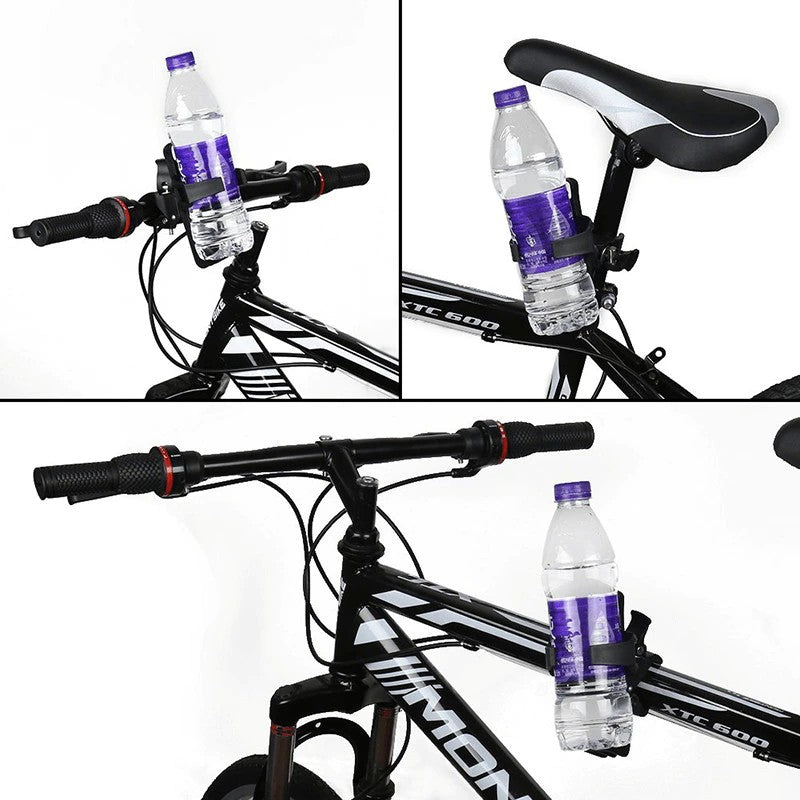 Suport Sticla Apa pentru Bicicleta, Trotineta Electrica si Carucior, Fixare Rapida cu Clema, Plastic Rezistent, Negru, Compatibil 500-1000 ml