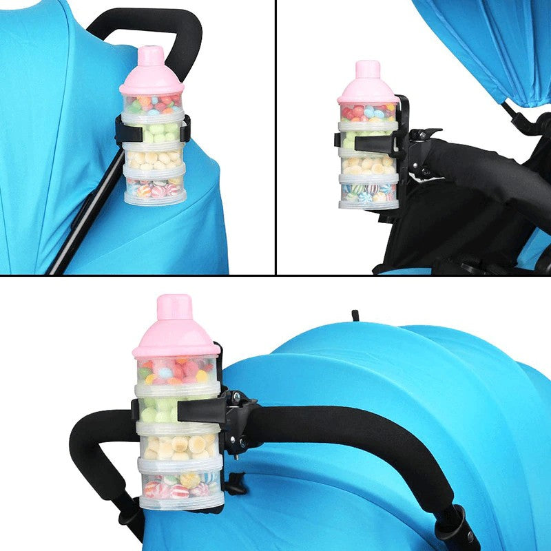 Suport Sticla Apa pentru Bicicleta, Trotineta Electrica si Carucior, Fixare Rapida cu Clema, Plastic Rezistent, Negru, Compatibil 500-1000 ml