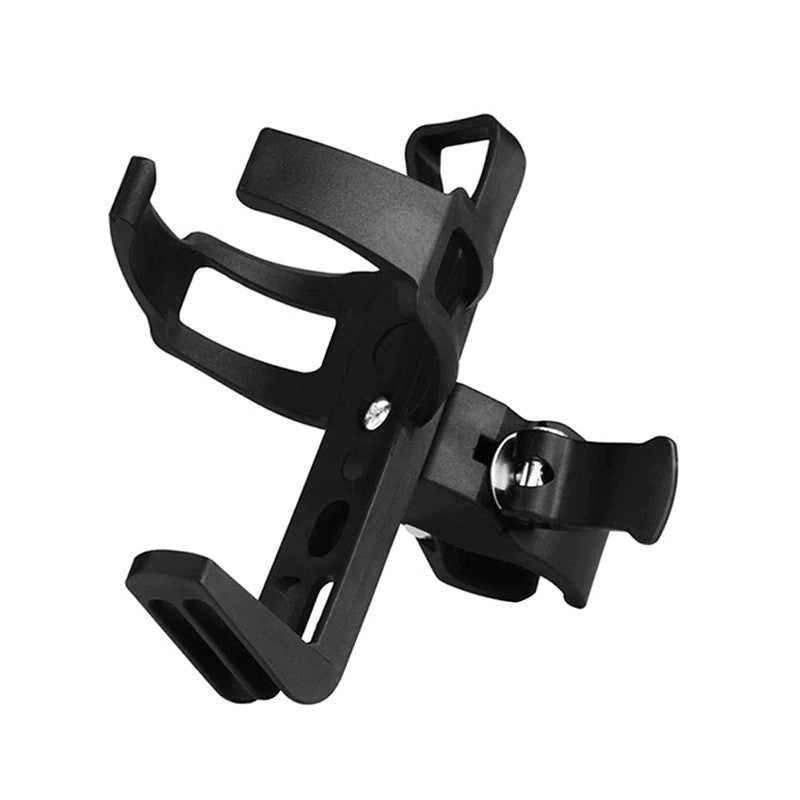 Suport Sticla Apa pentru Bicicleta, Trotineta Electrica si Carucior, Fixare Rapida cu Clema, Plastic Rezistent, Negru, Compatibil 500-1000 ml