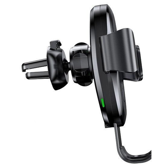 WUW Suport Auto cu Incarcare Wireless, Fast Charge, Prindere Grila Ventilatie, Plastic si Aluminiu, Model W2, Negru