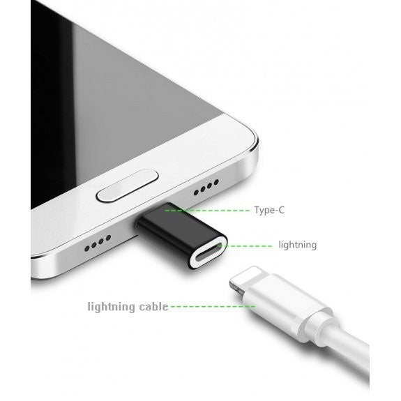 Adaptor Audio si Date Lightning Mama la USB Tip C Tata, Convertor Compact pentru Incarcare, Design 2.8 cm, Negru