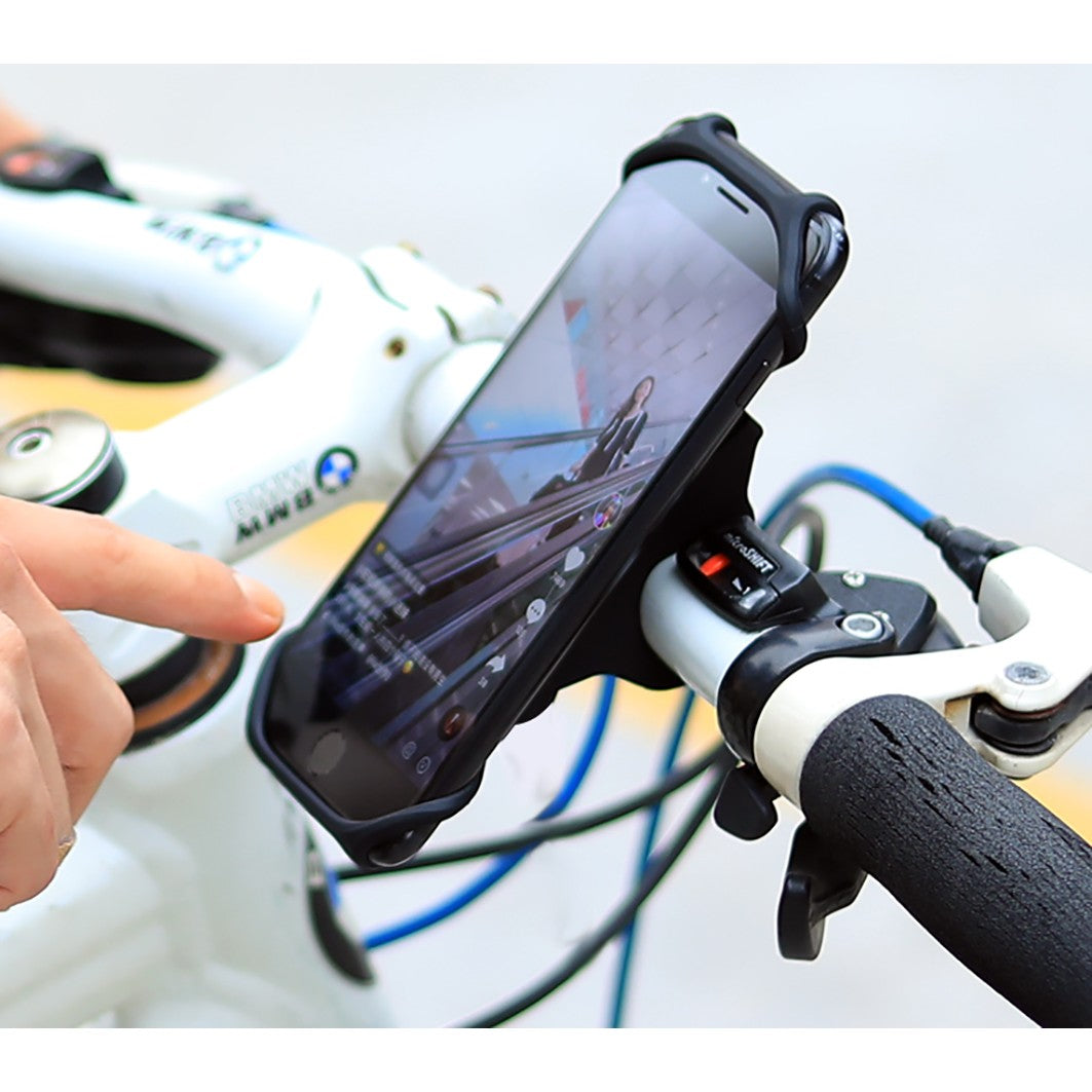 Suport Telefon Universal pentru Bicicleta si Motocicleta, Rotatie 360 Grade, Anti-Soc, Silicon Flexibil, Compatibil 4-7 inch, Negru