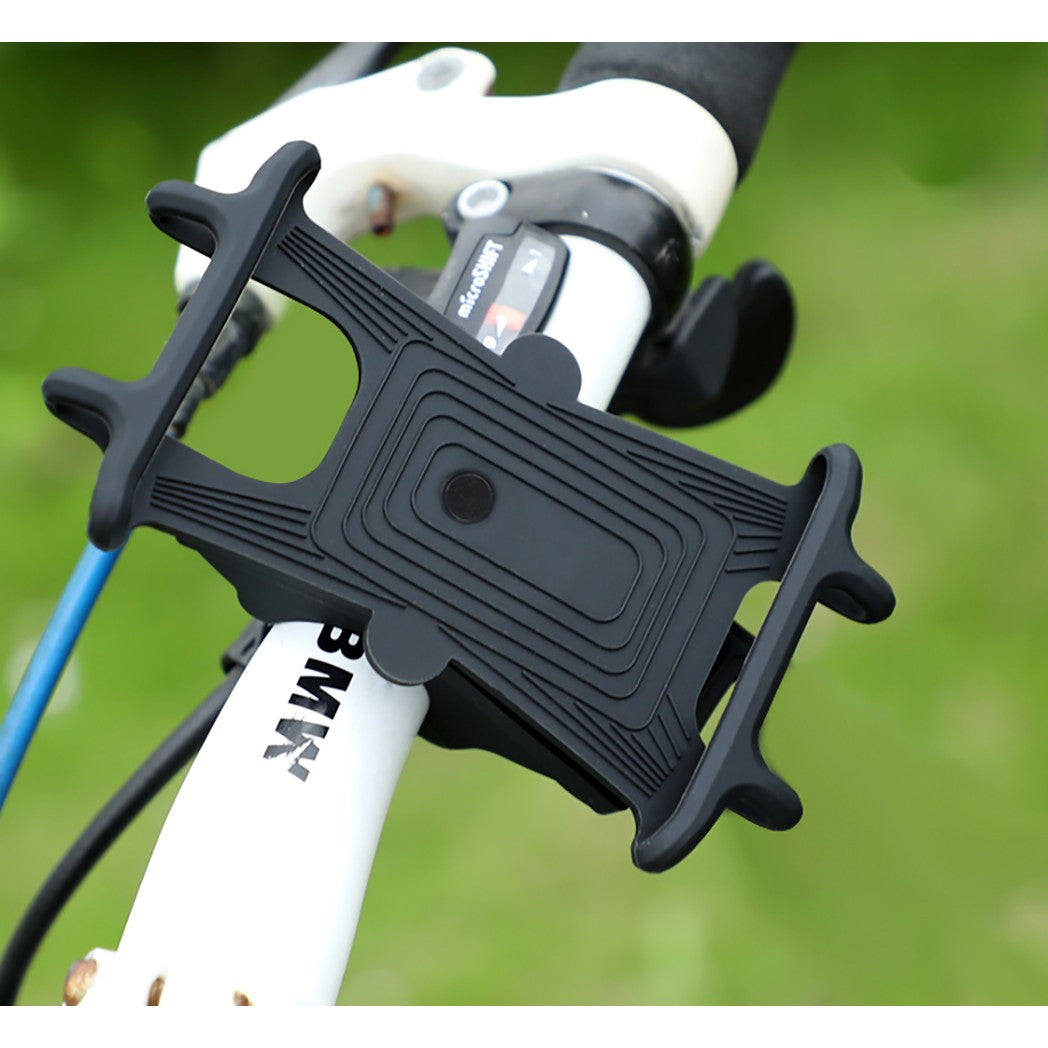 Suport Telefon Universal pentru Bicicleta si Motocicleta, Rotatie 360 Grade, Anti-Soc, Silicon Flexibil, Compatibil 4-7 inch, Negru