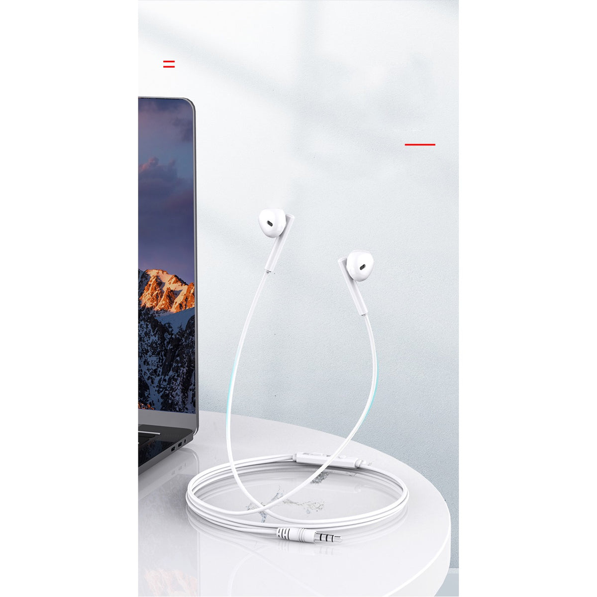 Rock Space ES05 Căști Audio In-Ear HiFi, Microfon și Telecomandă pentru Volum, Conector Jack 3.5 mm, Cablu 1 m, Alb