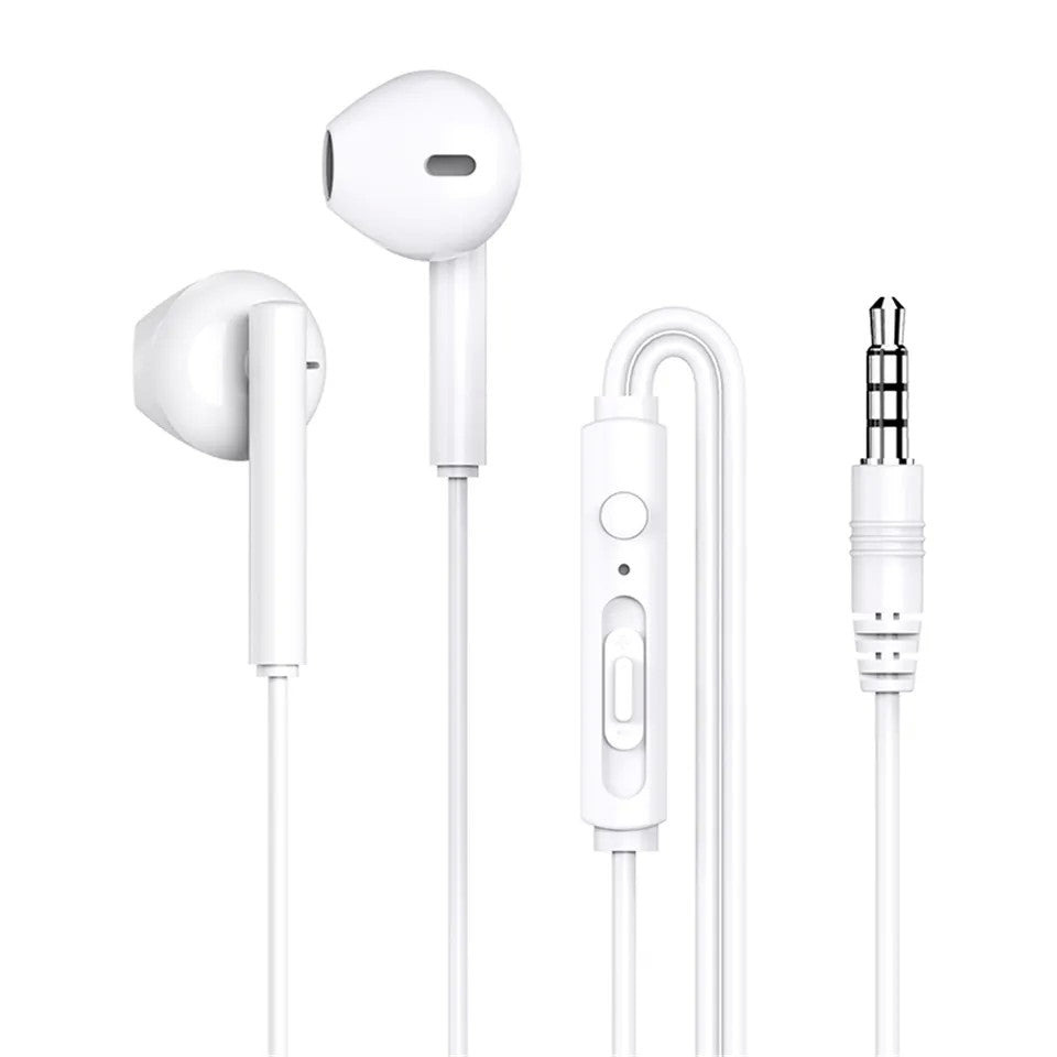 Rock Space ES05 Căști Audio In-Ear HiFi, Microfon și Telecomandă pentru Volum, Conector Jack 3.5 mm, Cablu 1 m, Alb