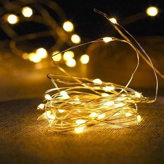 Instalatie De Craciun Tip Liniar Cu Baterii, 2 Functii Iluminat, Fir Flexibil Din Cupru, 3 m, 30 LED-uri, Alb Cald