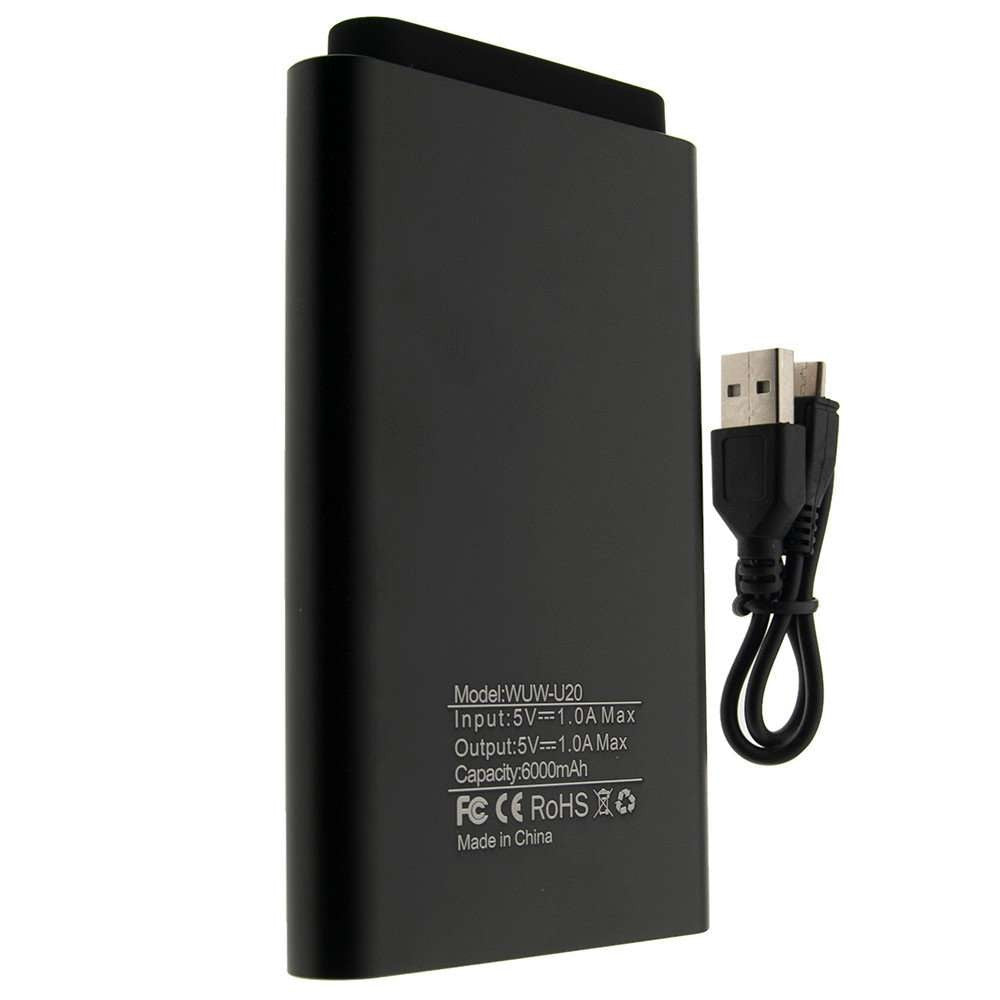 Acumulator Extern WUW-JLW Power Bank 6000 mAh, Incarcare Universala, Portabil, Material ABS si PC, Include Cablu Micro-USB 20 cm, Negru