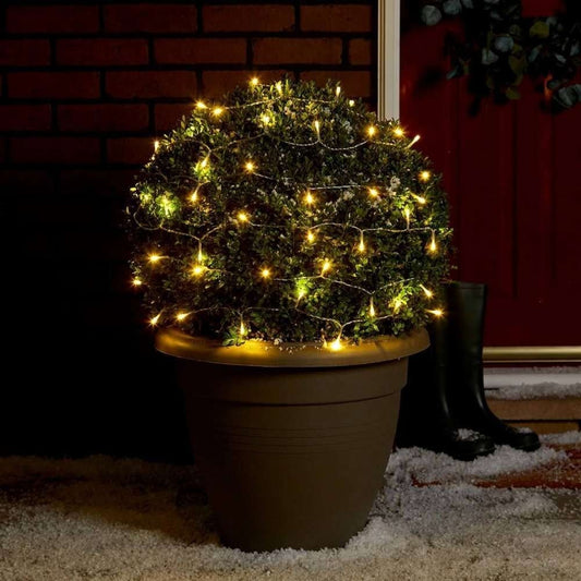 Instalatie Craciun cu Baterii Tip Liniar, 50 LED-uri cu Functie Flash, Fir Transparent Cupru, Interior, 5 m, Alb Cald