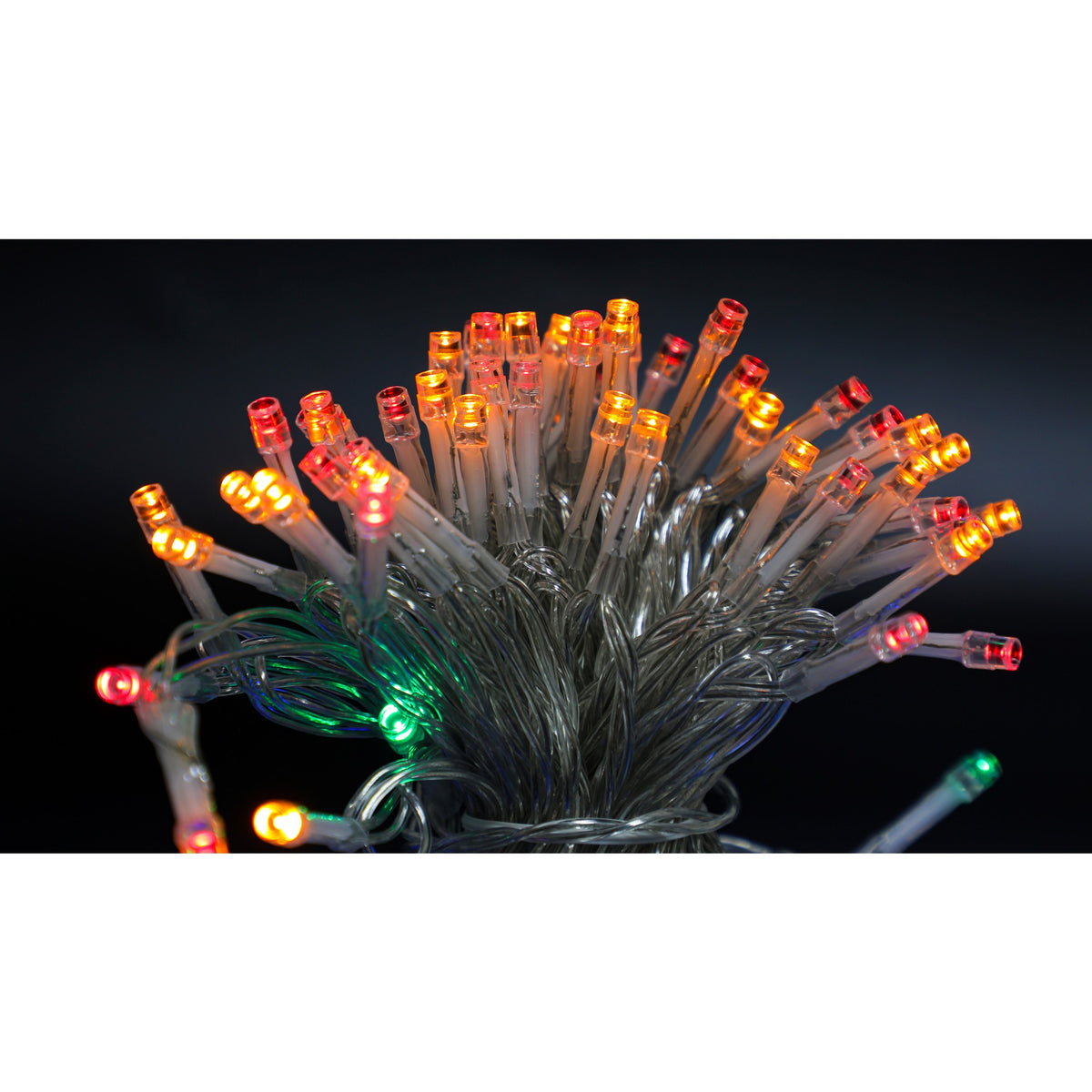 Instalatie De Craciun Liniara Cu Baterii, 100 LED-uri, 2 Moduri De Iluminare, Fir Transparent, 10 m, Multicolor