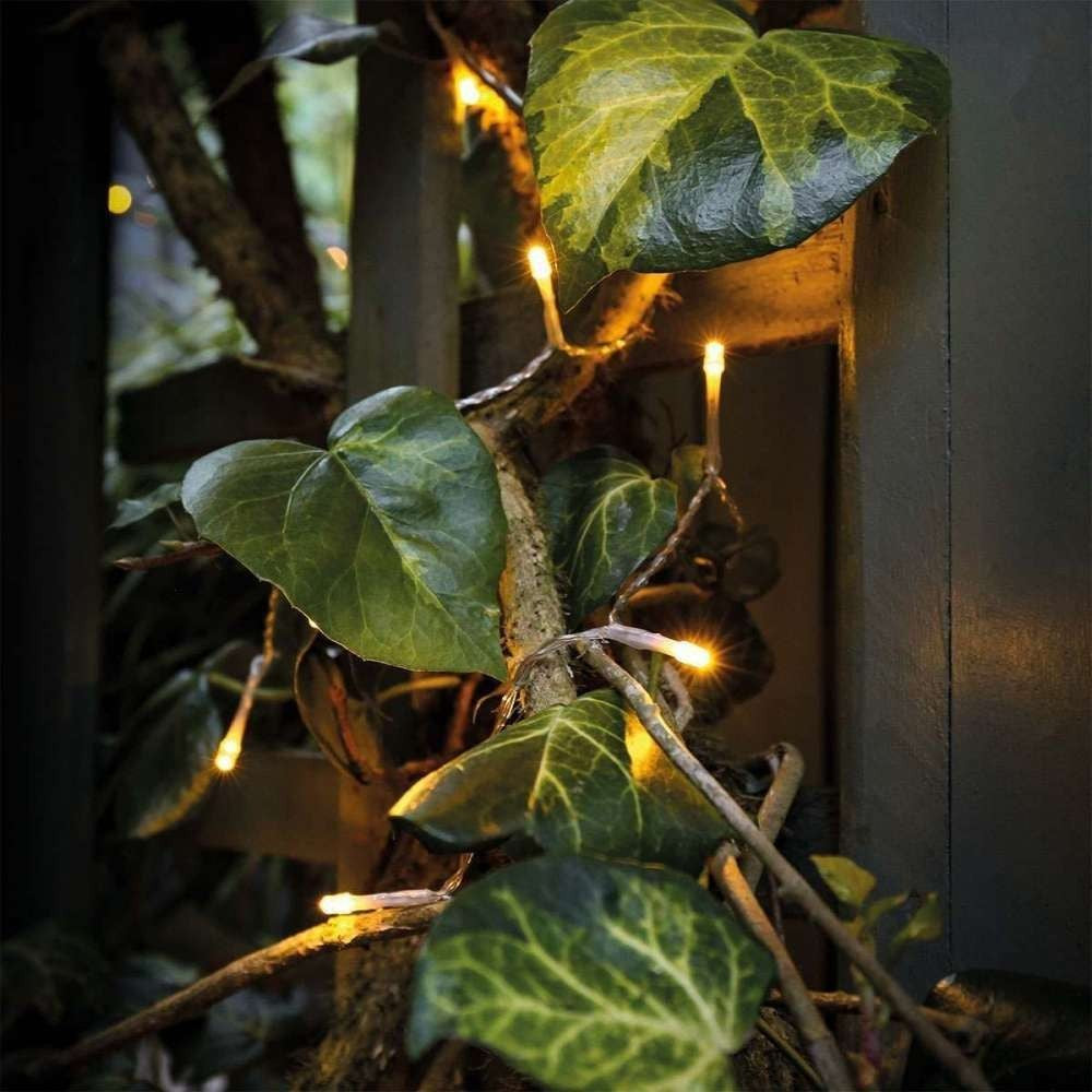 Instalatie de Craciun Tip Liniar, 10 LED-uri, 2 Jocuri de Lumini, Alimentare cu Baterii, Fir Transparent, 1 m, Alb Cald