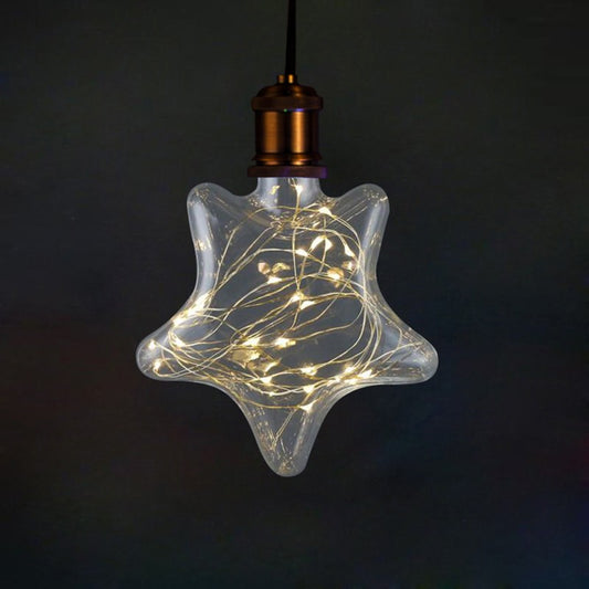 Instalatie de Craciun Tip Sir cu 8 Stelute Luminoase, Decoratiune cu Baterii, LED Multicolor, Lungime 1.5m