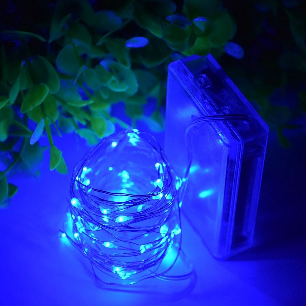 Instalatie de Craciun Tip Sir, 30 LED-uri, Fir de Cupru Flexibil, Alimentare cu Baterii, Lungime 3 m, Albastru