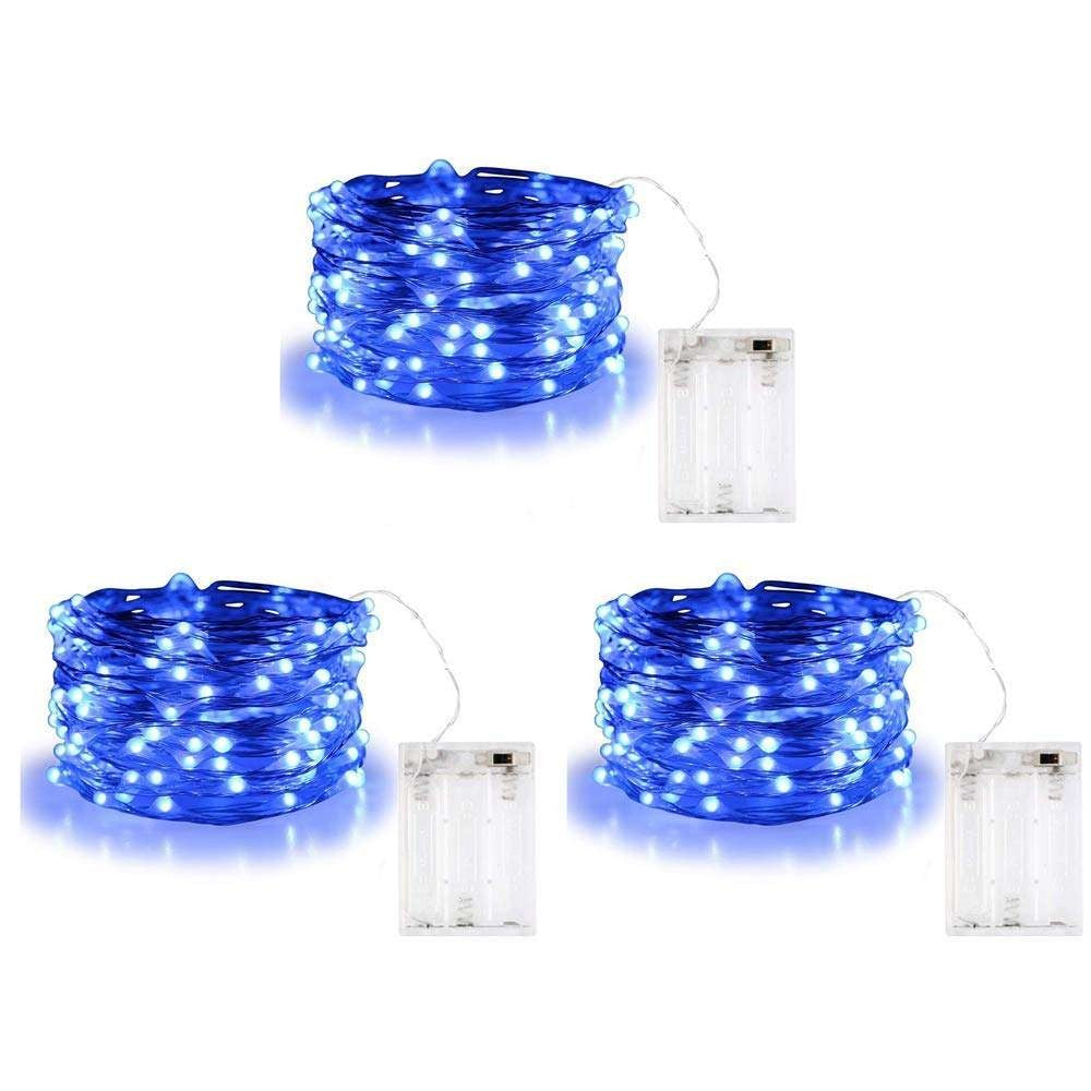 Instalatie de Craciun Tip Sir, 30 LED-uri, Fir de Cupru Flexibil, Alimentare cu Baterii, Lungime 3 m, Albastru