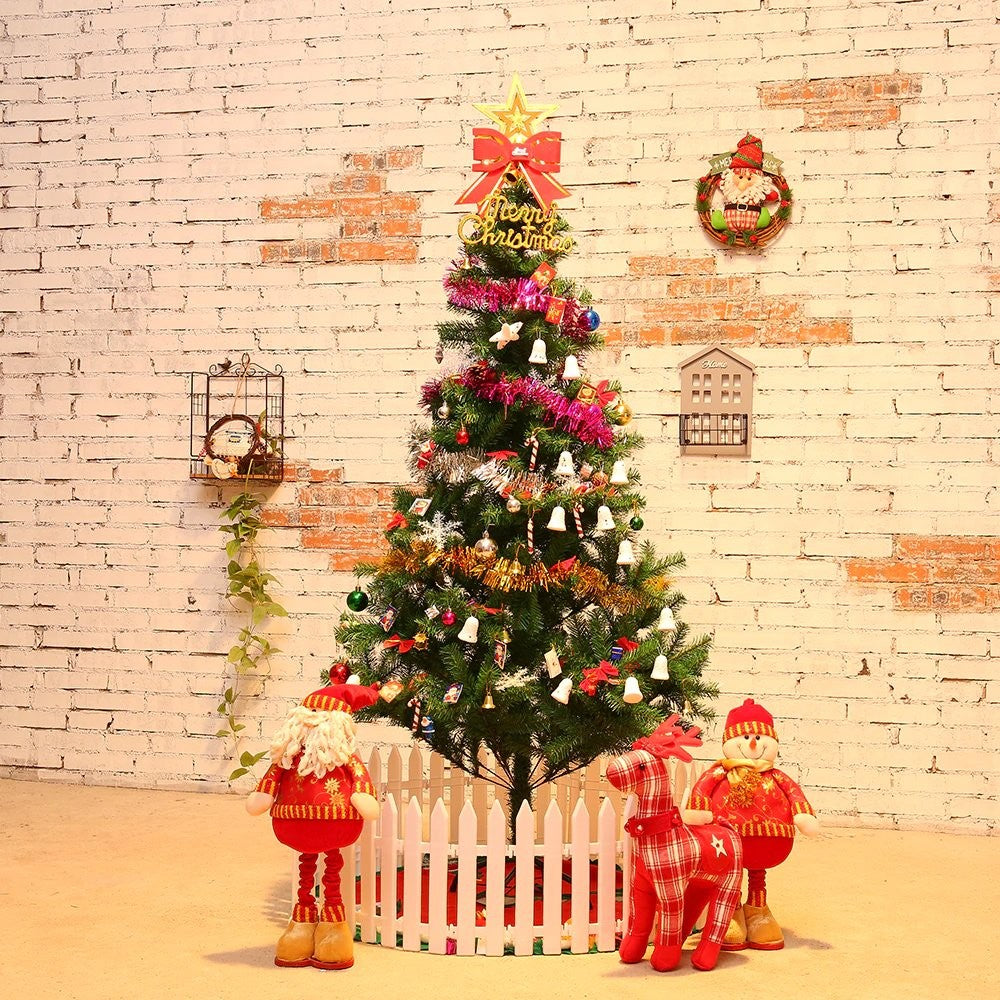 Brad Artificial de Craciun, Aspect Natural, Reutilizabil pentru Interior si Exterior, Montare Usoara, PVC, Verde, Inaltime 2.1 m, Suport Inclus