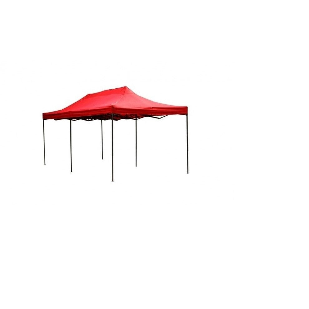 Cort Pavilion Pliabil, Prelata Impermeabila, Cadru Metalic cu Picioare Telescopice, Deschidere Tip Harmonica, 3x6m, Rosu
