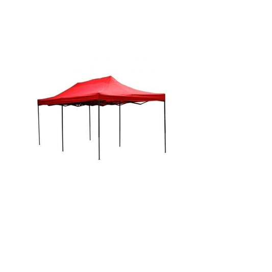 Cort Pavilion Pliabil, Prelata Impermeabila, Cadru Metalic cu Picioare Telescopice, Deschidere Tip Harmonica, 3x6m, Rosu