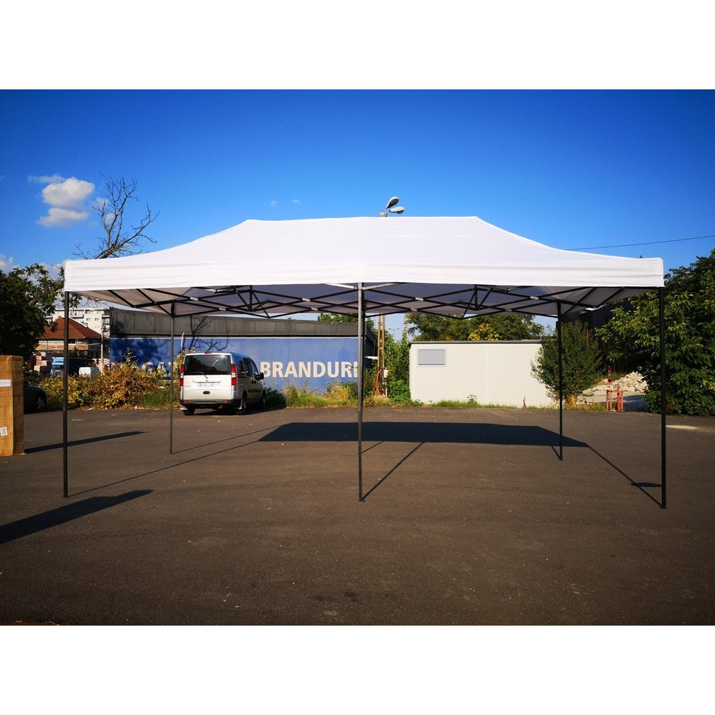 Cort Pavilion Pliabil, Prelata Impermeabila si Inaltime Reglabila, Structura Metalica Tip Acordeon, Gradina si Evenimente, 3x6m, Alb