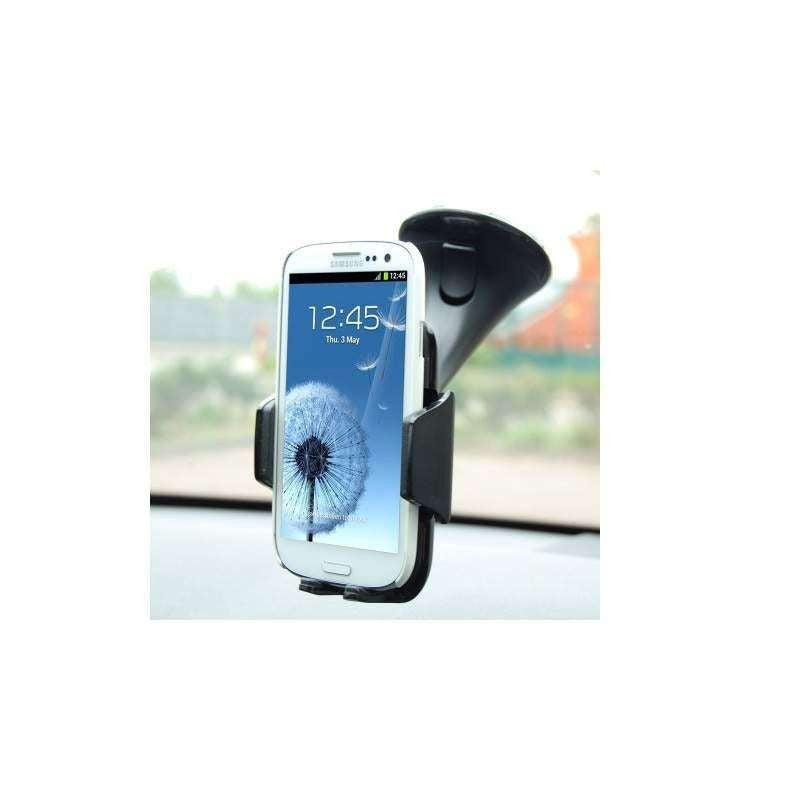 Suport Auto Telefon Universal BK18-C, Fixare cu Ventuza pentru Parbriz si Bord, Prindere Tip Cleste, Brate cu Protectie Soft, Negru
