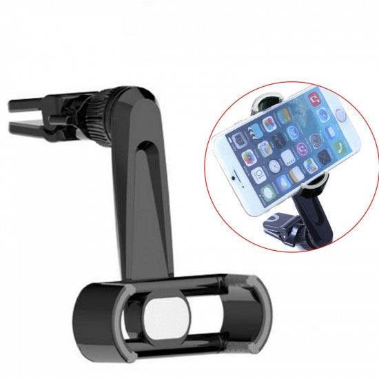 Suport Auto Pentru Telefon BK007-CD, Fixare Pe Grila De Ventilatie, Rotire 360 Grade, Plastic ABS, Negru
