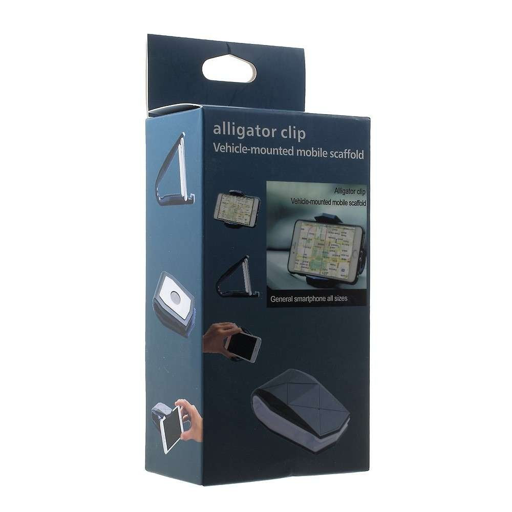 Suport Auto Pentru Telefon A12 Alligator Clip, Montare Bord Cu Deschidere Tip Clema, Silicon Anti-Alunecare, Negru