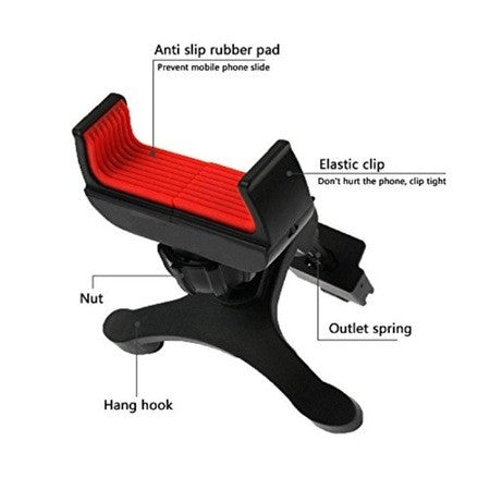 Suport Auto Pentru Telefon BK017, Montare In Grila Ventilatie Sau Slot CD, Brate Reglabile Cu Protectie Din Silicon, Compatibilitate Universala 4-6.7 Inch, Negru