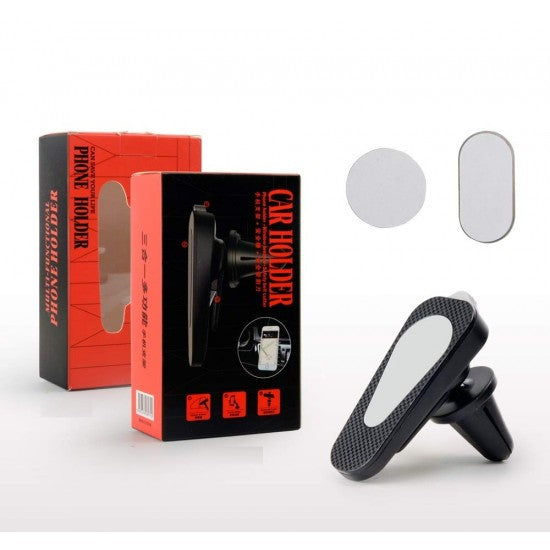 Suport Auto Magnetic pentru Telefon, Fixare pe Grila de Ventilatie, Brat Reglabil cu Rotire 360 Grade, Aluminiu si ABS, Negru