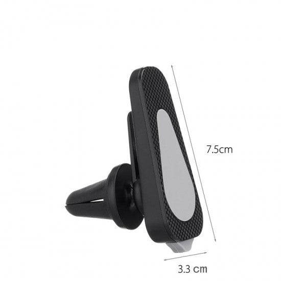 Suport Auto Magnetic pentru Telefon, Fixare pe Grila de Ventilatie, Brat Reglabil cu Rotire 360 Grade, Aluminiu si ABS, Negru