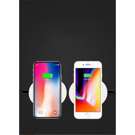 WUW Incarcator Wireless QI Universal W05, Incarcare Inductiva cu Indicator LED, Cablu Micro-USB Inclus, Intrare 5V 2A, Alb