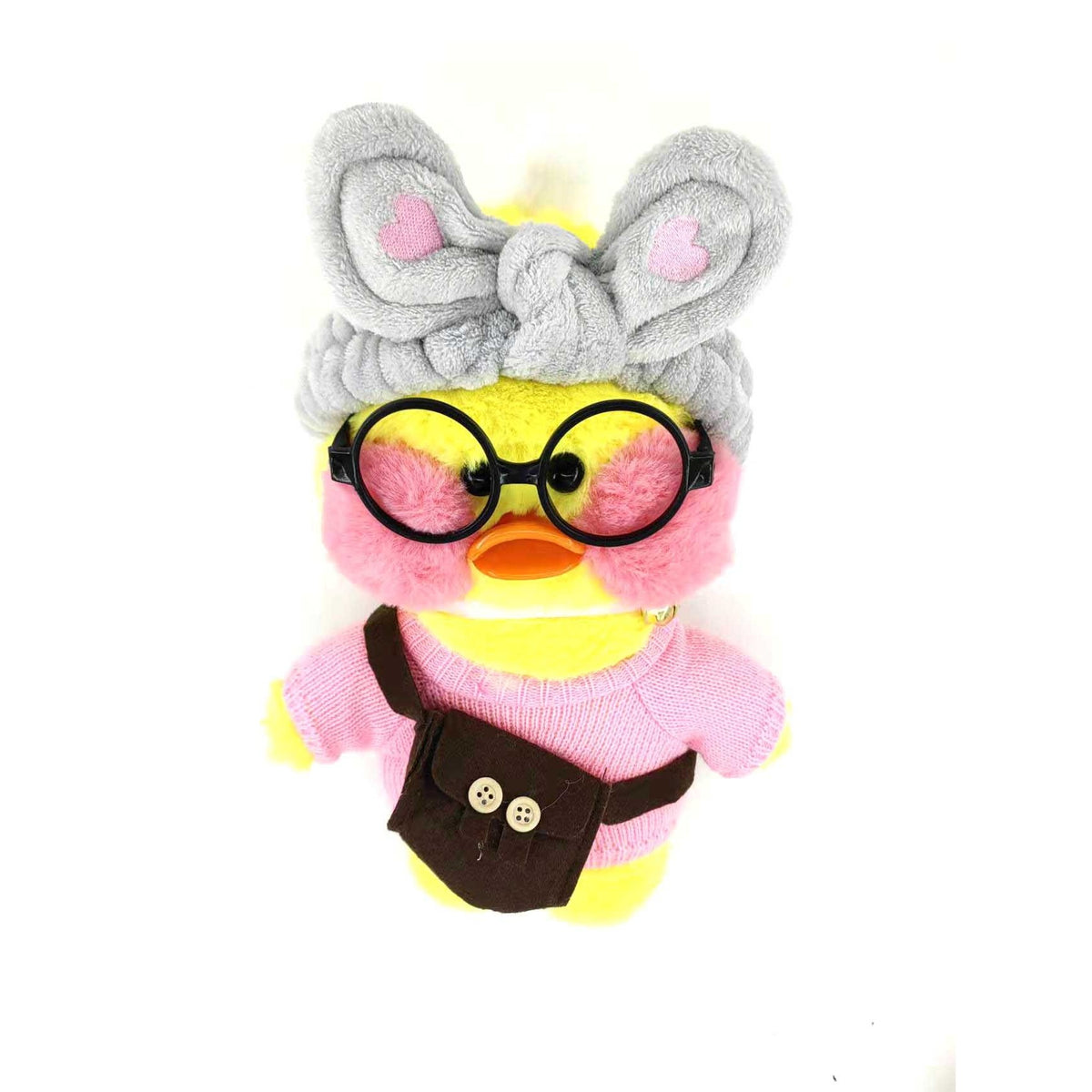 Jucarie De Plus Rata Lalafanfan, Personaj Obraji Rosii Cu Haine Si Accesorii Detasabile, Material Textil Moale, Diverse Culori, 30 cm