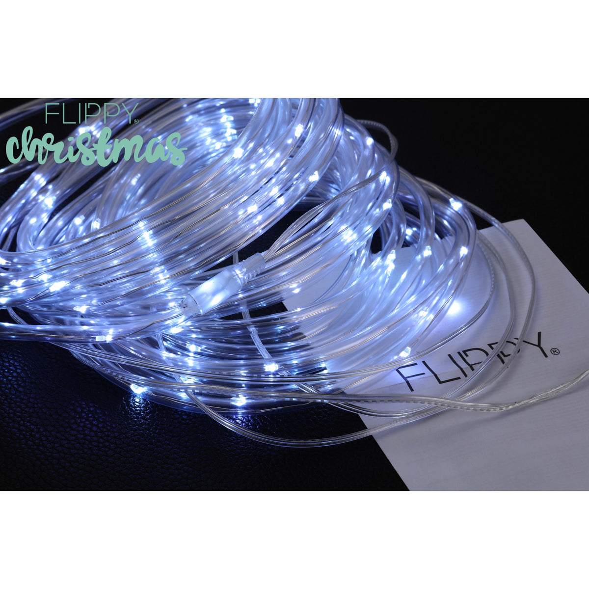 Instalatie Luminoasa De Craciun Tip Furtun, Incarcare Solara, 300 LED-uri, 8 Programe De Iluminat, Fir Cupru Exterior, 32 m, Alb Rece