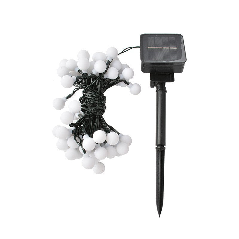 Instalatie Craciun Solara cu 100 LED-uri, Ornament Tip Bulb, 8 Jocuri de Lumini, Senzor Crepuscular, Tip Liniar, Interior si Exterior, Lungime 12 m, Alb Rece