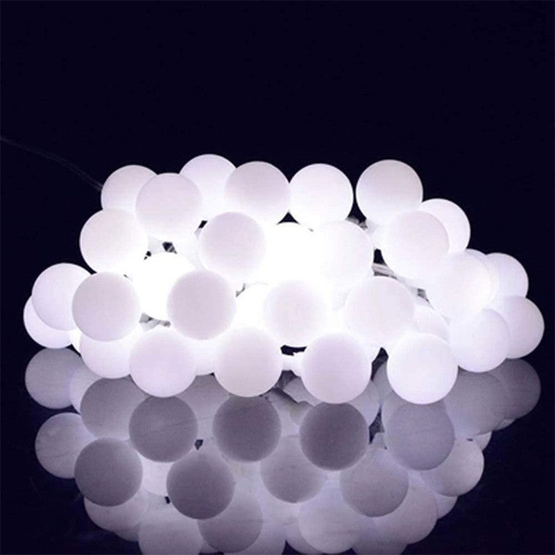 Instalatie Craciun Solara cu 100 LED-uri, Ornament Tip Bulb, 8 Jocuri de Lumini, Senzor Crepuscular, Tip Liniar, Interior si Exterior, Lungime 12 m, Alb Rece
