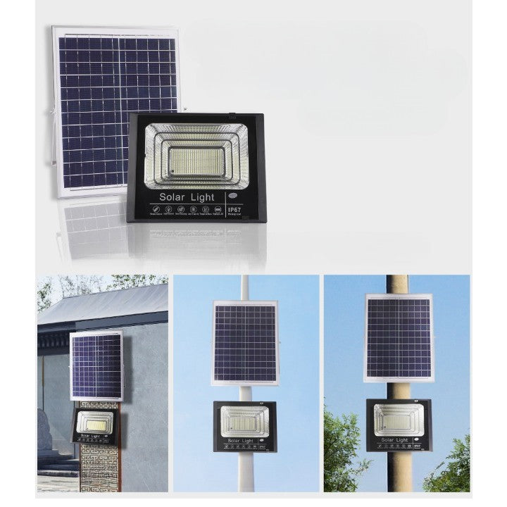 Lampă Solară Stradală 100W, 240 LED-uri, Senzor Lumina, IP65, Autonomie 16 Ore, Kit Montaj Inclus, Lumină Alb Rece, Negru