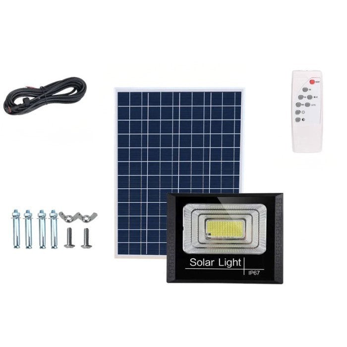 Lampa Solara Stradala 30W, 100 LED, Panou Solar Policristalin, Autonomie 16 Ore, Carcasa Plastic, Brat de Montare Inclus, Lumina Alb Rece