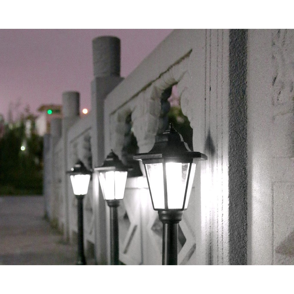 Lampa Solara Hexagonala de Gradina, Iluminat LED 6000K, Autonomie 10 Ore, Protectie IP55, ABS, 160x160x660 mm, Alb Rece