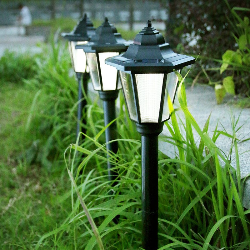 Lampa Solara Hexagonala de Gradina, Iluminat LED 6000K, Autonomie 10 Ore, Protectie IP55, ABS, 160x160x660 mm, Alb Rece
