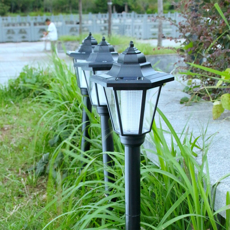 Lampa Solara Hexagonala de Gradina, Iluminat LED 6000K, Autonomie 10 Ore, Protectie IP55, ABS, 160x160x660 mm, Alb Rece