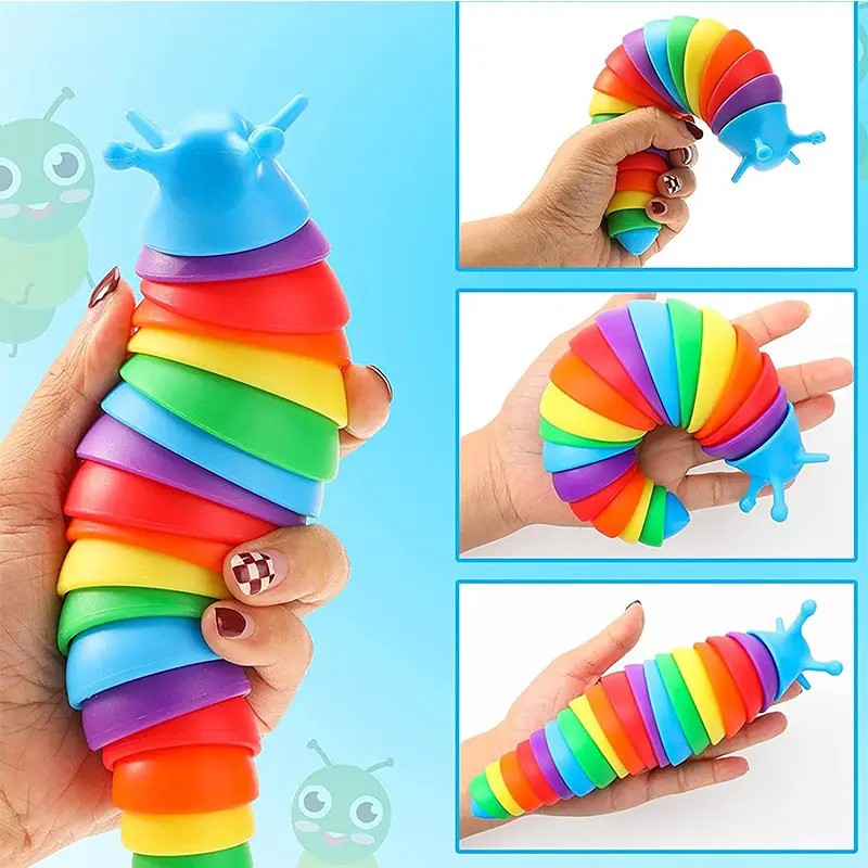 Jucarie Senzoriala Antistres, Omida Curcubeu cu Functie de Luminat, Plastic, 18.6 cm, Multicolor