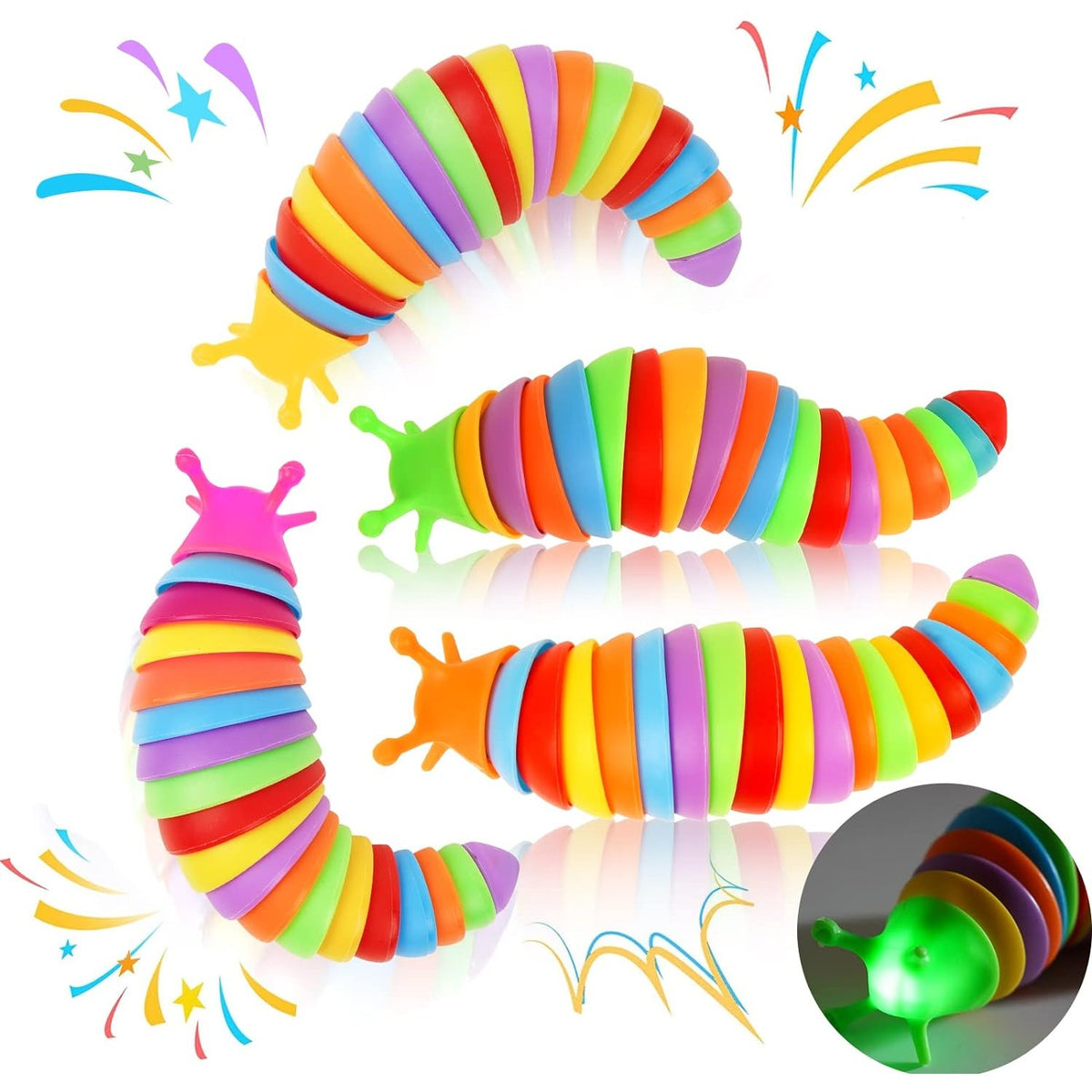 Jucarie Senzoriala Antistres, Omida Curcubeu cu Functie de Luminat, Plastic, 18.6 cm, Multicolor