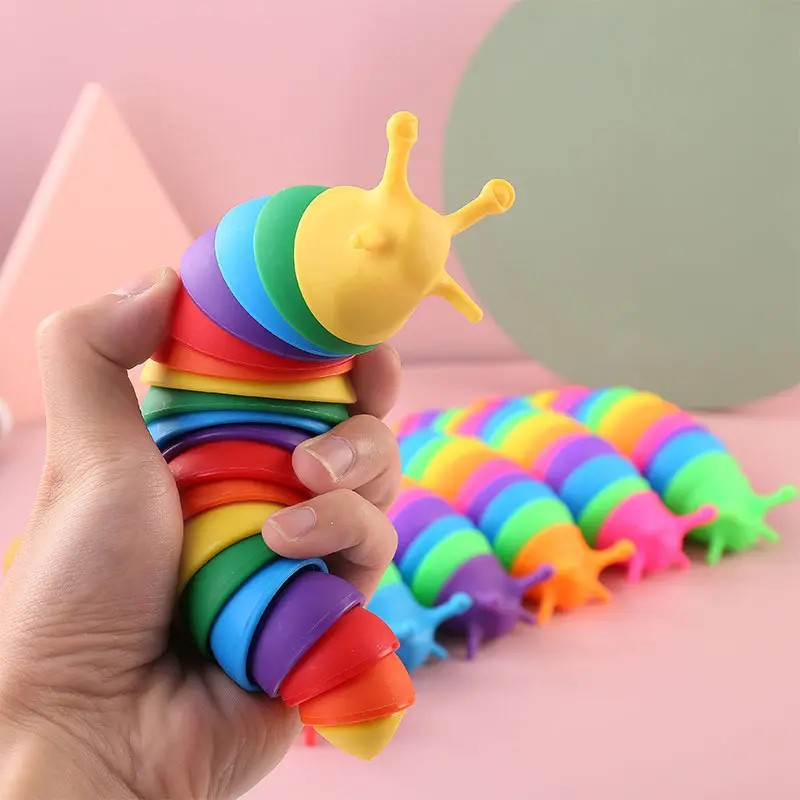 Jucarie Senzoriala Antistres, Omida Curcubeu cu Functie de Luminat, Plastic, 18.6 cm, Multicolor