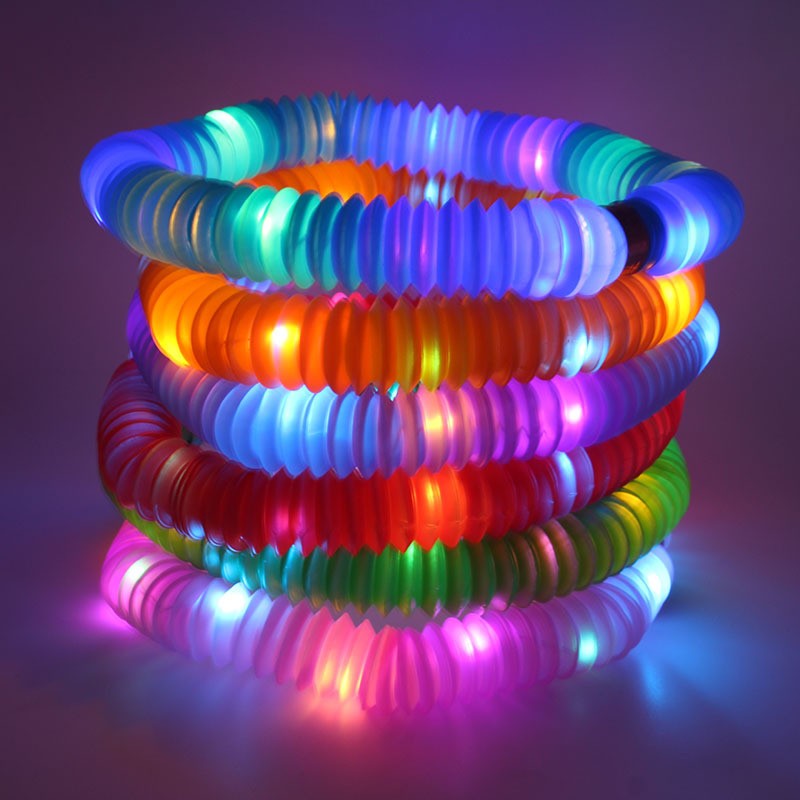 Tuburi Sensoriale Fidget Pop Tubes, cu Lumină LED, Set 6 Bucăți, Multicolor