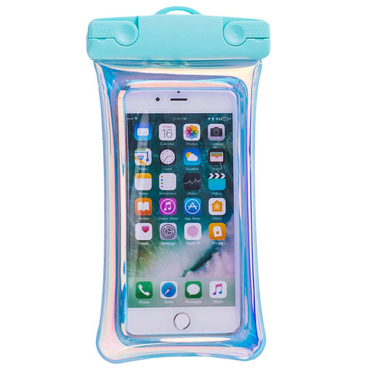 Husa Subacvatica Universala Impermeabila, Protectie IPX8 Pana La 20m, Efect Holografic Irizat, Functie Touchscreen, pentru Telefoane Pana La 6.9 Inch si Documente, cu Snur Inclus, Bleu
