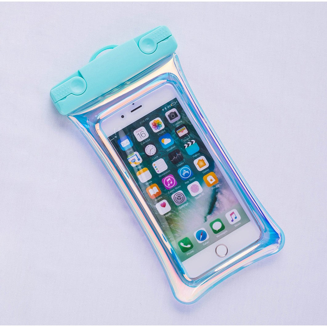 Husa Subacvatica Universala Impermeabila, Protectie IPX8 Pana La 20m, Efect Holografic Irizat, Functie Touchscreen, pentru Telefoane Pana La 6.9 Inch si Documente, cu Snur Inclus, Bleu