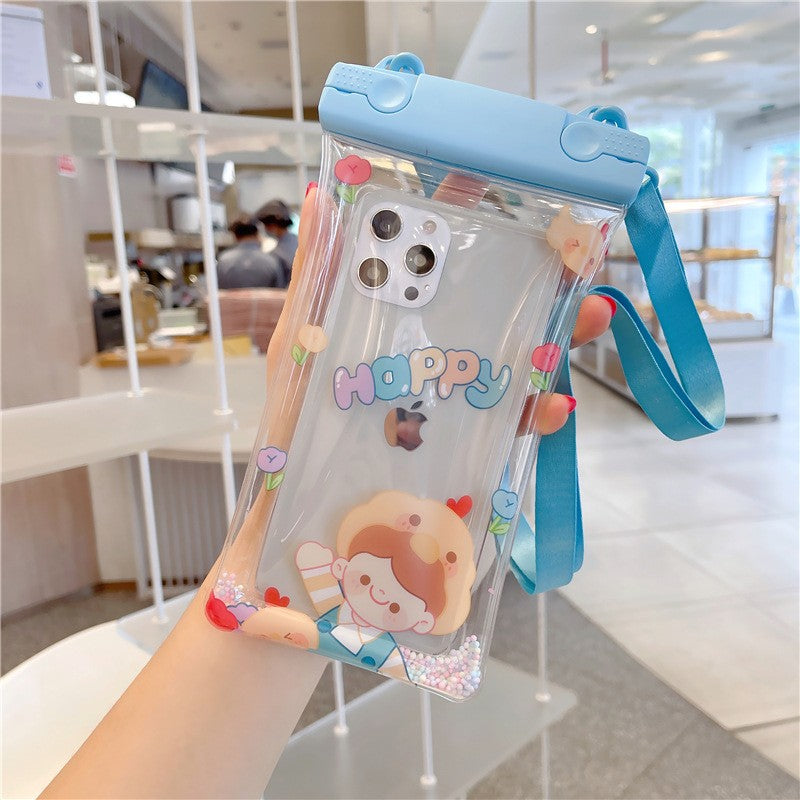 Fruity Husa Subacvatica Universala, Protectie Impermeabila IPX8 pentru Telefon si Documente, Material Transparent cu Functie Touchscreen, Sistem Blocare Etans, include Snur, Happy Boy, Bleu